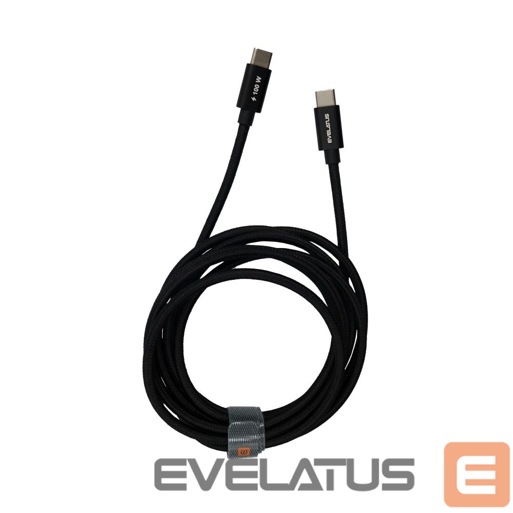Kabelis Evelatus Flex Cable Pro USB 2.0 Type C to Type C 2M 100W 5A Black