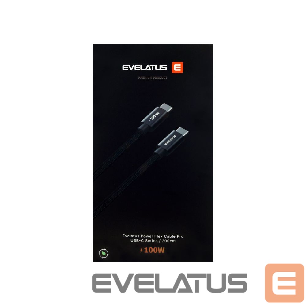 Kabelis Evelatus Flex Cable Pro USB 2.0 Type C to Type C 2M 100W 5A Black