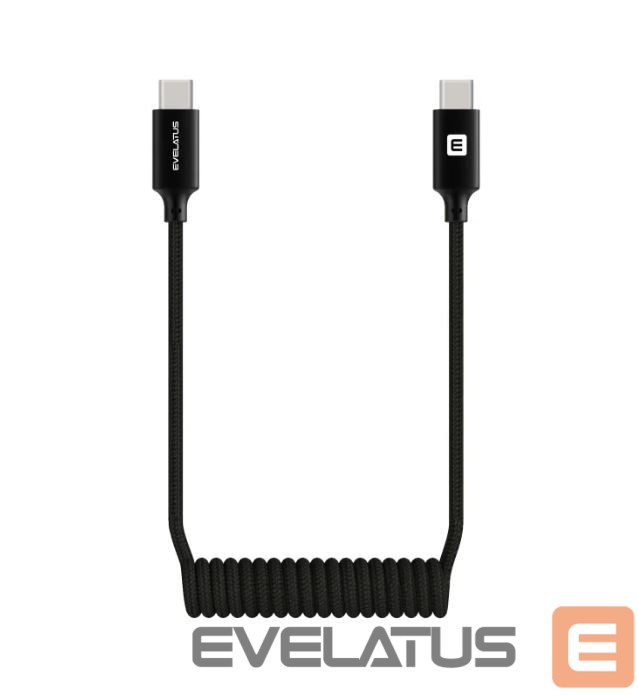Kabelis Evelatus AutoSpring Coiled Cable USB C to USB C connector 1.2M Black