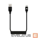 Kabelis Evelatus  AutoSpring Coiled Cable USB A to USB C connector 1.2M Black