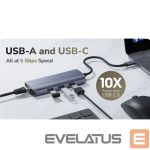 Routers Cudy  UH606 PortMate USB-C 6-in-1 Hub 4K 60Hz HDMI Gigabit LAN 3x USB-A Power Input Grey 