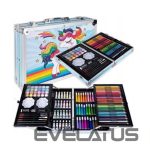 Rotaļlietas  iLike  Stationery Art Set for Kids 145pcs Creative Drawing Kit Blue Case Kiddyz KIDD-ART-145B-BL 