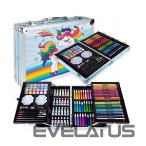 Rotaļlietas  iLike  Stationery Art Set for Kids 145pcs Creative Drawing Kit Blue Case Kiddyz KIDD-ART-145B-BL 