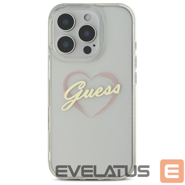 Cits mobilo telefonu aksesuārs Guess Guess IML Heart Case for iPhone 16 Pro - Transparent
