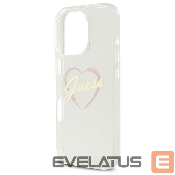 Cits mobilo telefonu aksesuārs Guess Guess IML Heart Case for iPhone 16 Pro - Transparent