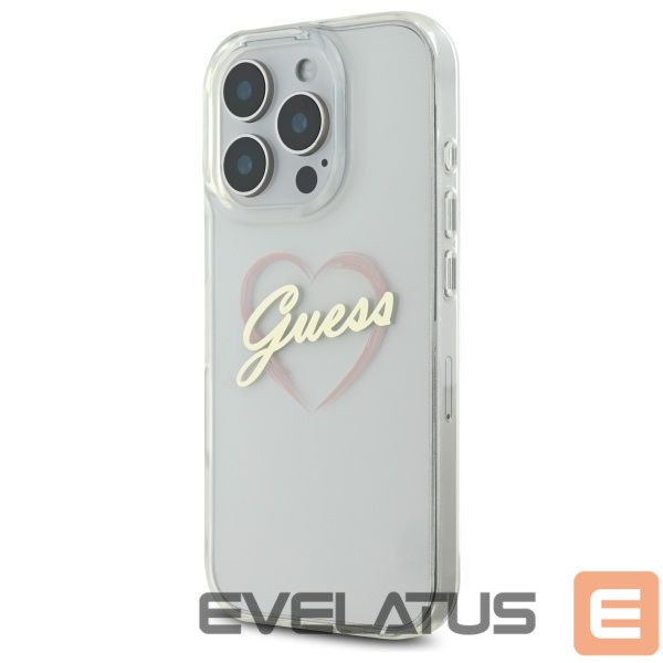 Cits mobilo telefonu aksesuārs Guess Guess IML Heart Case for iPhone 16 Pro - Transparent