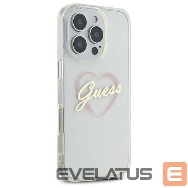 Cits mobilo telefonu aksesuārs Guess Guess IML Heart Case for iPhone 16 Pro - Transparent