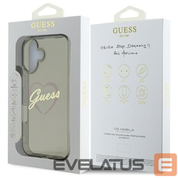 Cits mobilo telefonu aksesuārs Guess Guess IML Heart iPhone 16 Case - Black