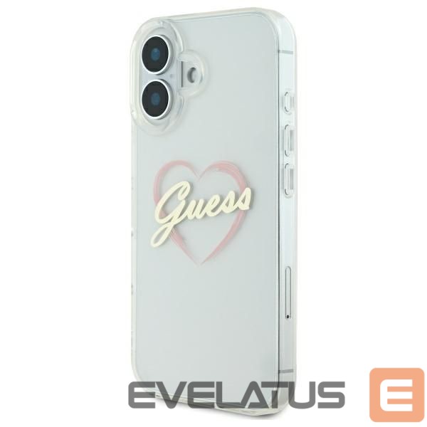 Cits mobilo telefonu aksesuārs Guess Guess IML Heart iPhone 16 Case - Transparent