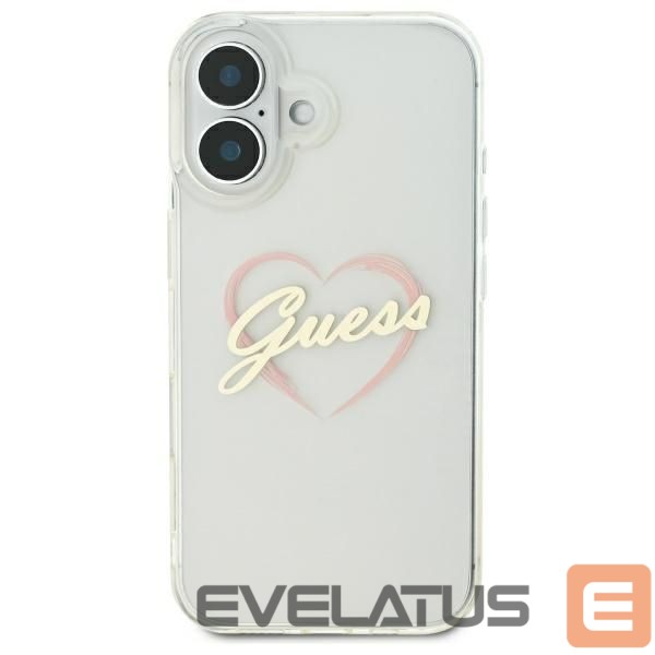 Cits mobilo telefonu aksesuārs Guess Guess IML Heart iPhone 16 Case - Transparent