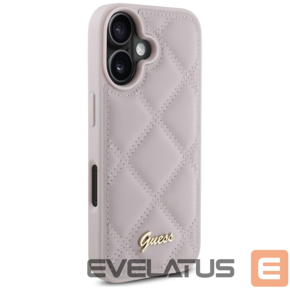 Cits mobilo telefonu aksesuārs Guess Guess Quilted Metal Logo iPhone 16 Case - Pink