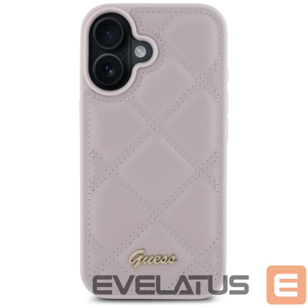 Cits mobilo telefonu aksesuārs Guess Guess Quilted Metal Logo iPhone 16 Case - Pink