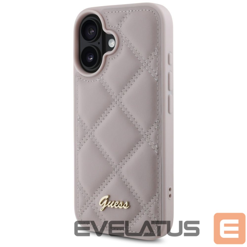 Cits mobilo telefonu aksesuārs Guess Guess Quilted Metal Logo iPhone 16 Case - Pink
