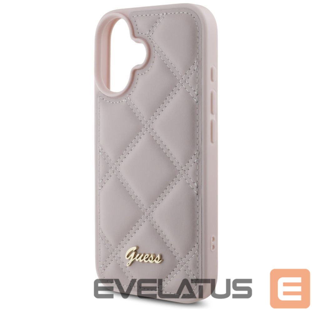 Cits mobilo telefonu aksesuārs Guess Guess Quilted Metal Logo iPhone 16 Case - Pink