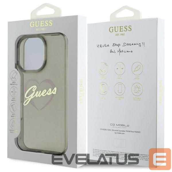 Cits mobilo telefonu aksesuārs Guess Guess IML Heart Case for iPhone 16 Pro Max - Black