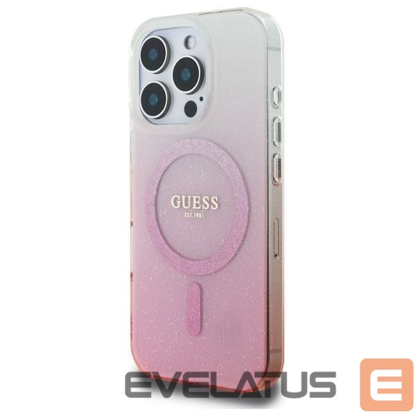Cits mobilo telefonu aksesuārs Guess Guess IML Glitter Gradient MagSafe Case for iPhone 16 Pro - Pink