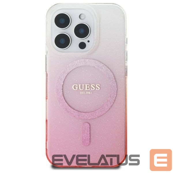 Cits mobilo telefonu aksesuārs Guess Guess IML Glitter Gradient MagSafe Case for iPhone 16 Pro - Pink