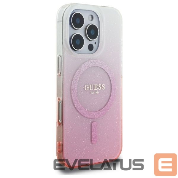 Cits mobilo telefonu aksesuārs Guess Guess IML Glitter Gradient MagSafe Case for iPhone 16 Pro - Pink