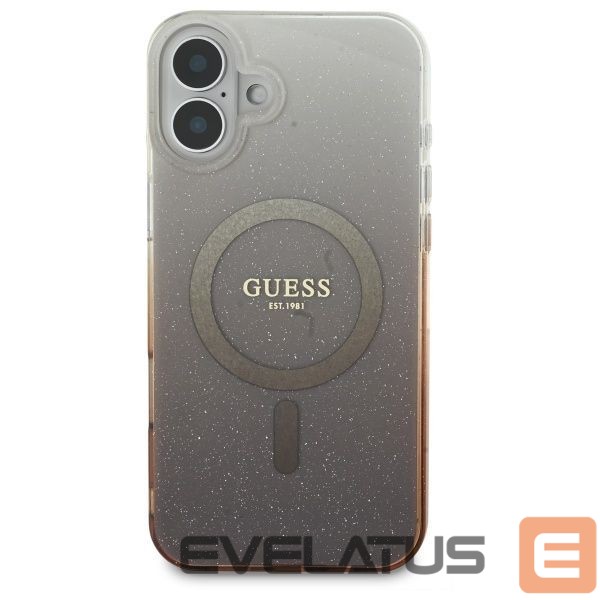 Cits mobilo telefonu aksesuārs Guess Guess IML Glitter Gradient MagSafe Case for iPhone 16 Plus - Brown