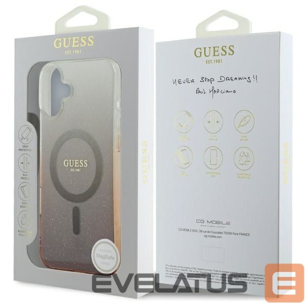 Cits mobilo telefonu aksesuārs Guess Guess IML Glitter Gradient MagSafe Case for iPhone 16 Plus - Brown