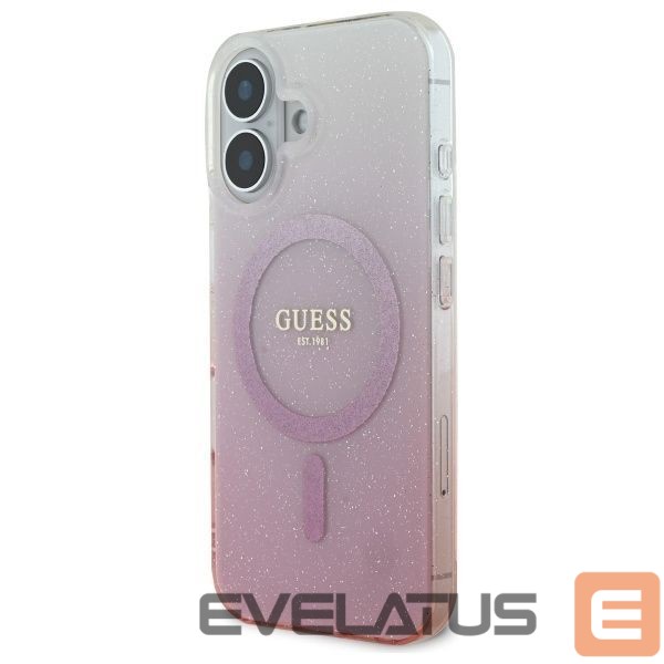 Cits mobilo telefonu aksesuārs Guess Guess IML Glitter Gradient MagSafe iPhone 16 Case - Pink
