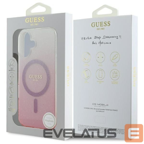 Cits mobilo telefonu aksesuārs Guess Guess IML Glitter Gradient MagSafe iPhone 16 Case - Pink