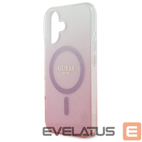 Cits mobilo telefonu aksesuārs Guess Guess IML Glitter Gradient MagSafe iPhone 16 Case - Pink