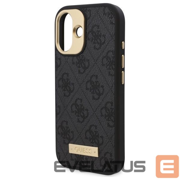 Cits mobilo telefonu aksesuārs Guess Guess 4G Logo Plate MagSafe iPhone 16 Case - Black