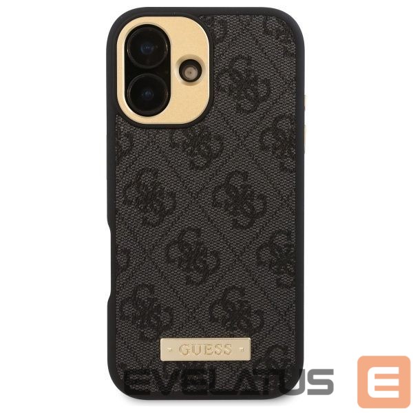 Cits mobilo telefonu aksesuārs Guess Guess 4G Logo Plate MagSafe iPhone 16 Case - Black