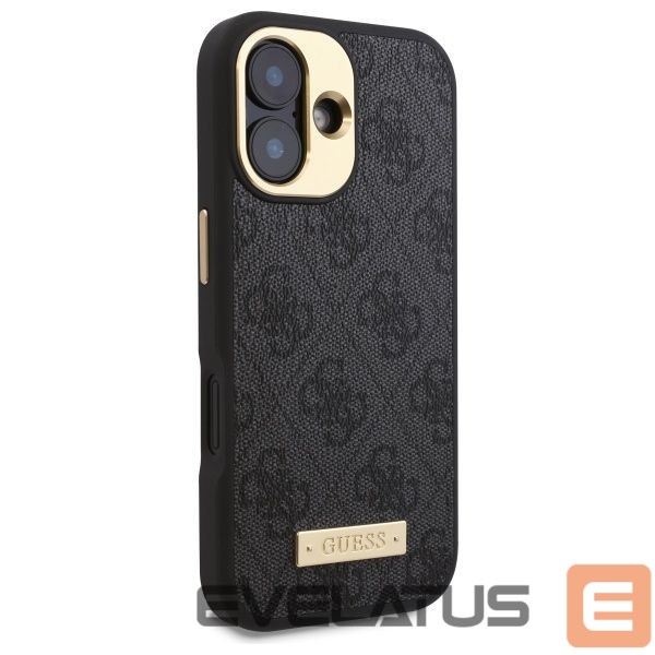 Cits mobilo telefonu aksesuārs Guess Guess 4G Logo Plate MagSafe iPhone 16 Case - Black