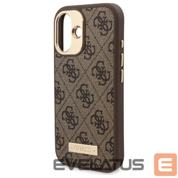 Cits mobilo telefonu aksesuārs Guess Guess 4G Logo Plate MagSafe iPhone 16 Plus Case - Brown