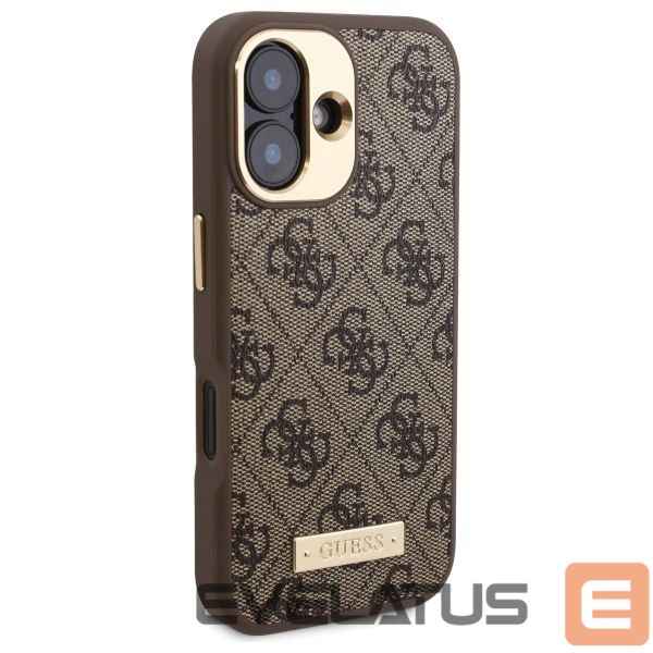 Cits mobilo telefonu aksesuārs Guess Guess 4G Logo Plate MagSafe iPhone 16 Plus Case - Brown