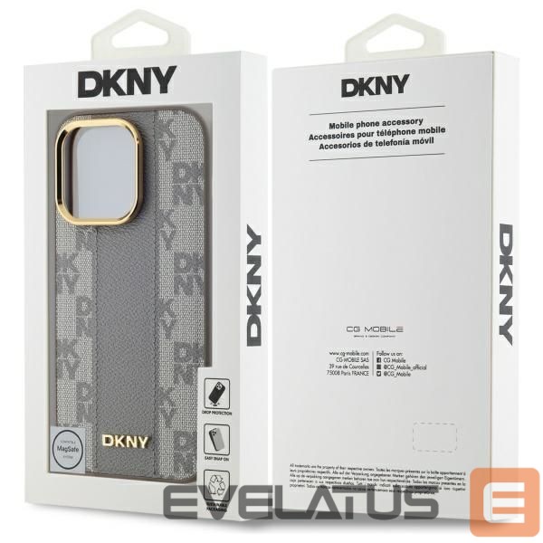 Cits mobilo telefonu aksesuārs DKNY DKNY Leather Checkered Mono Pattern MagSafe iPhone 14 Pro Case - Beige