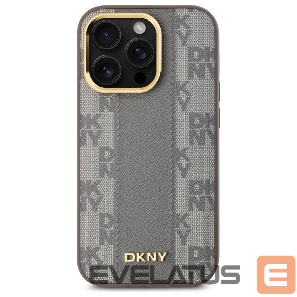 Cits mobilo telefonu aksesuārs DKNY DKNY Leather Checkered Mono Pattern MagSafe iPhone 14 Pro Case - Beige
