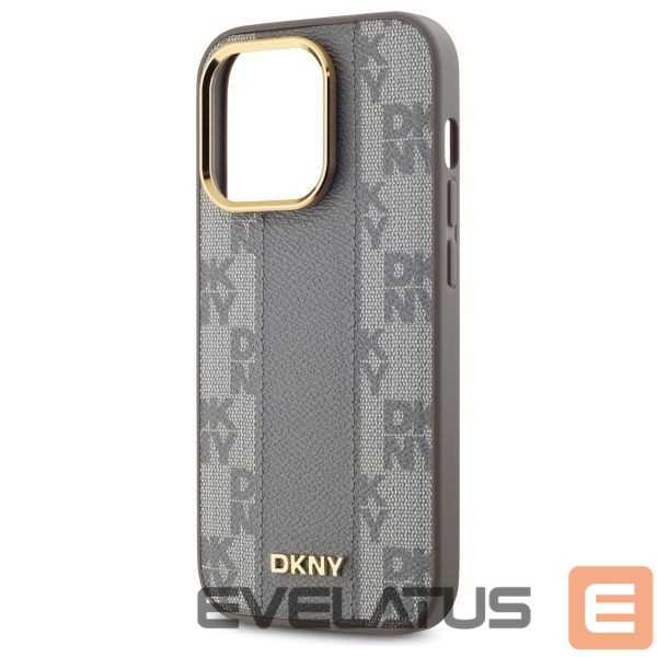 Cits mobilo telefonu aksesuārs DKNY DKNY Leather Checkered Mono Pattern MagSafe iPhone 14 Pro Case - Beige