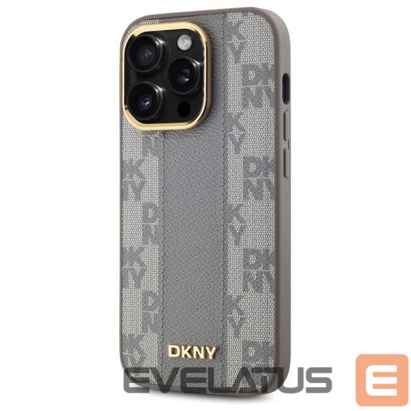 Cits mobilo telefonu aksesuārs DKNY DKNY Leather Checkered Mono Pattern MagSafe iPhone 14 Pro Case - Beige