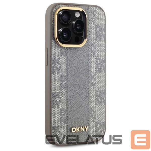 Cits mobilo telefonu aksesuārs DKNY DKNY Leather Checkered Mono Pattern MagSafe iPhone 14 Pro Case - Beige