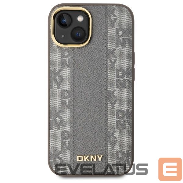 Cits mobilo telefonu aksesuārs DKNY DKNY Leather Checkered Mono Pattern MagSafe iPhone 15 Plus Case - Beige