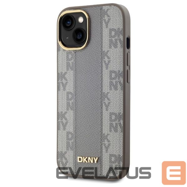 Cits mobilo telefonu aksesuārs DKNY DKNY Leather Checkered Mono Pattern MagSafe iPhone 15 Plus Case - Beige
