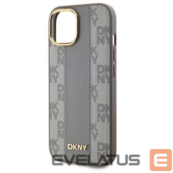 Cits mobilo telefonu aksesuārs DKNY DKNY Leather Checkered Mono Pattern MagSafe iPhone 15 Plus Case - Beige