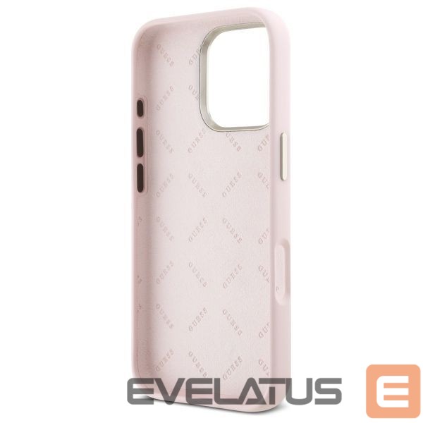 Cits mobilo telefonu aksesuārs Guess Guess Silicone Script Metal Logo & Frame iPhone 16 Pro Max Case - Pink