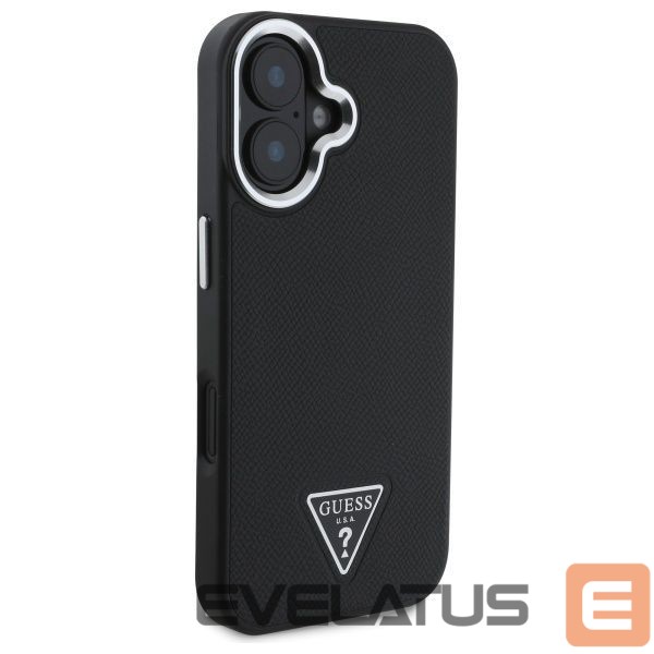 Cits mobilo telefonu aksesuārs Guess Guess Grained Triangle MagSafe case for iPhone 16 - black
