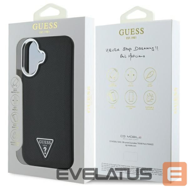 Cits mobilo telefonu aksesuārs Guess Guess Grained Triangle MagSafe case for iPhone 16 - black