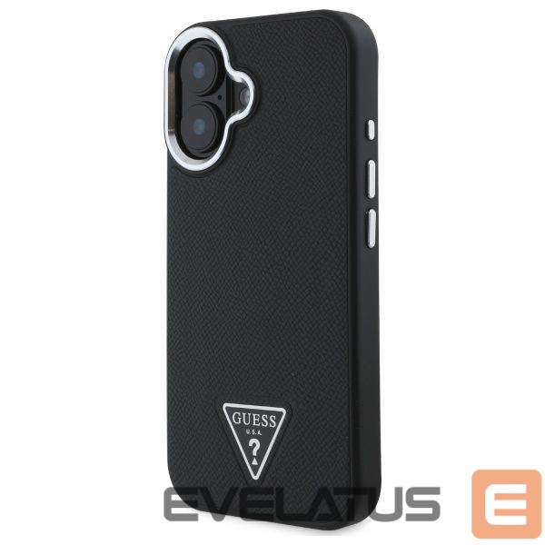 Cits mobilo telefonu aksesuārs Guess Guess Grained Triangle MagSafe case for iPhone 16 - black