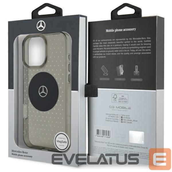 Cits mobilo telefonu aksesuārs Mercedes-Benz Mercedes MB Case Star Pattern for iPhone 16 Pro - Black