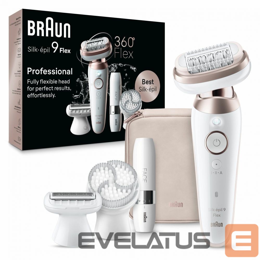Epilators Braun SES9-360 Silk épil 9 Flex 3D, White/Rose |