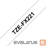 Aksesuāri un izejmateriāli Brother  TZe-FX221 Flexible ID Laminated Tape Black on White, TZe, 0.9 cm, 8 m 