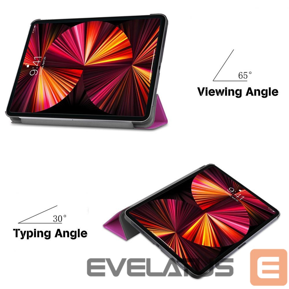 Maciņš grāmata iLike iPad Pro 11 4th Gen Tri-Fold Eco-Leather Stand Case Purple