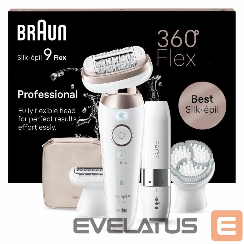 Epilators Braun SES9-360 Silk épil 9 Flex 3D, White/Rose |