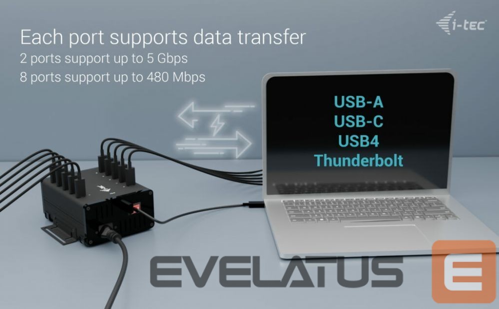 Datortehnikas aksesuāri I-TEC I-TEC USB-C/USB-A Charging HUB 10 Port